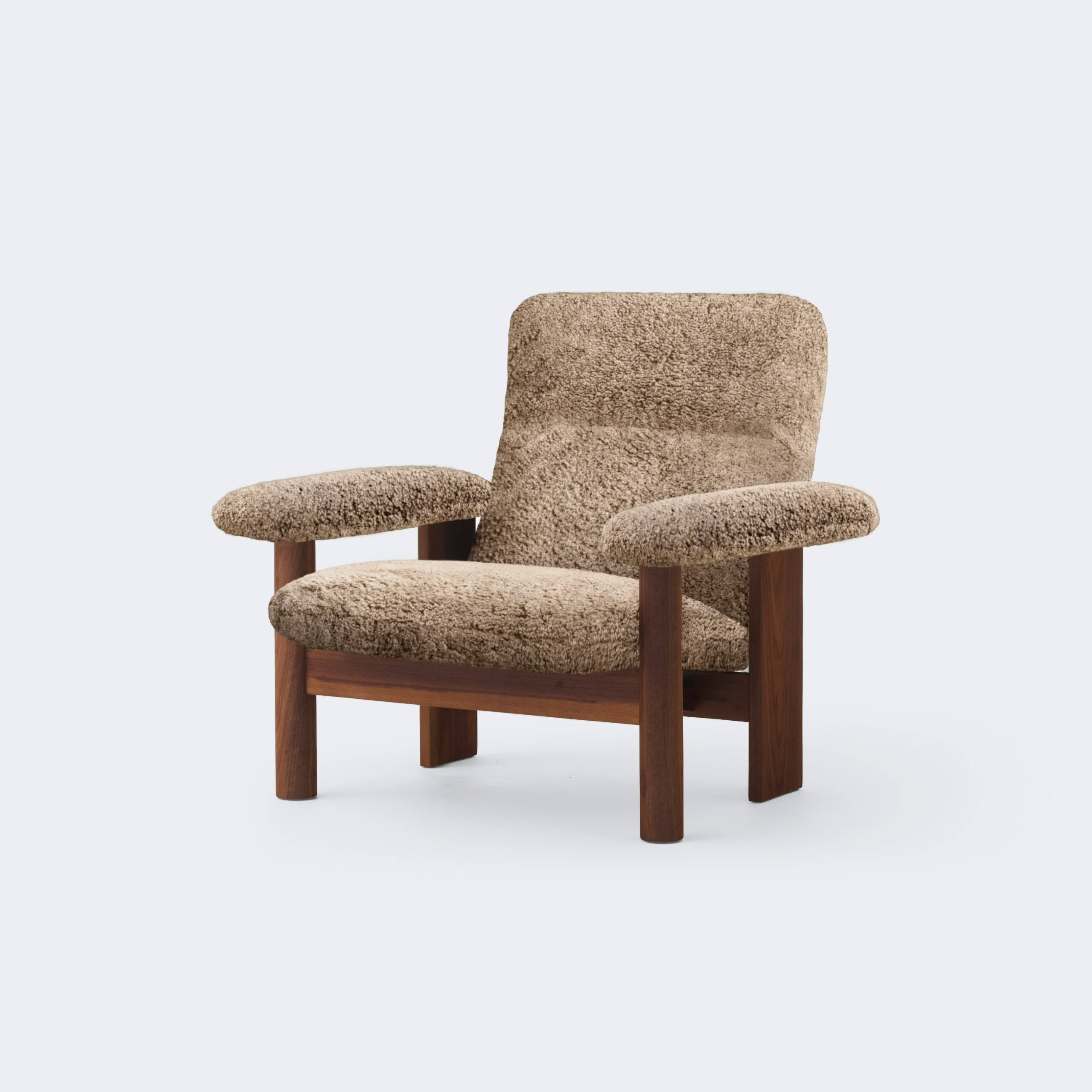 Audo Copenhagen Brasilia Lounge Chair Walnut Sheepskin Sahara - KANSO