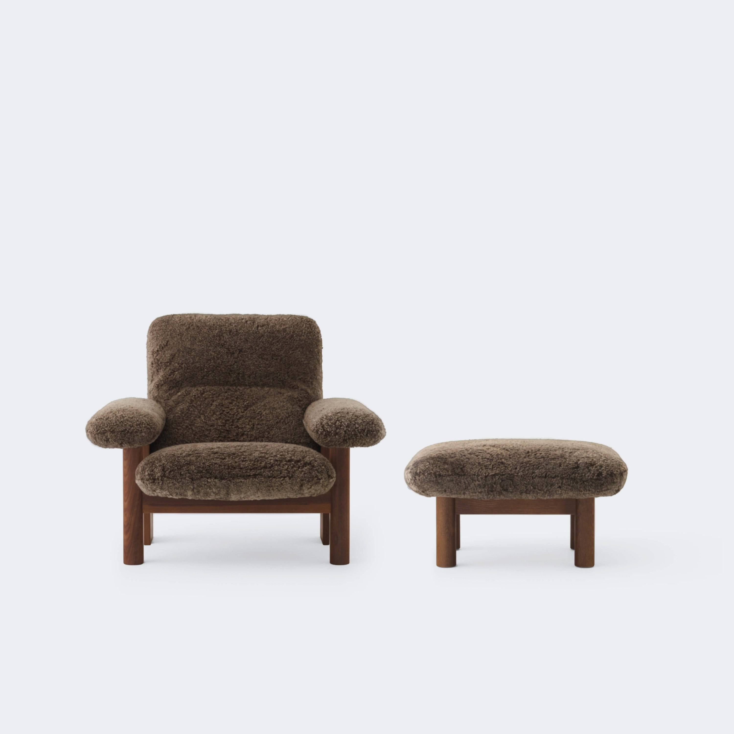 Audo Copenhagen Brasilia Lounge Chair Walnut Sheepskin Root - KANSO