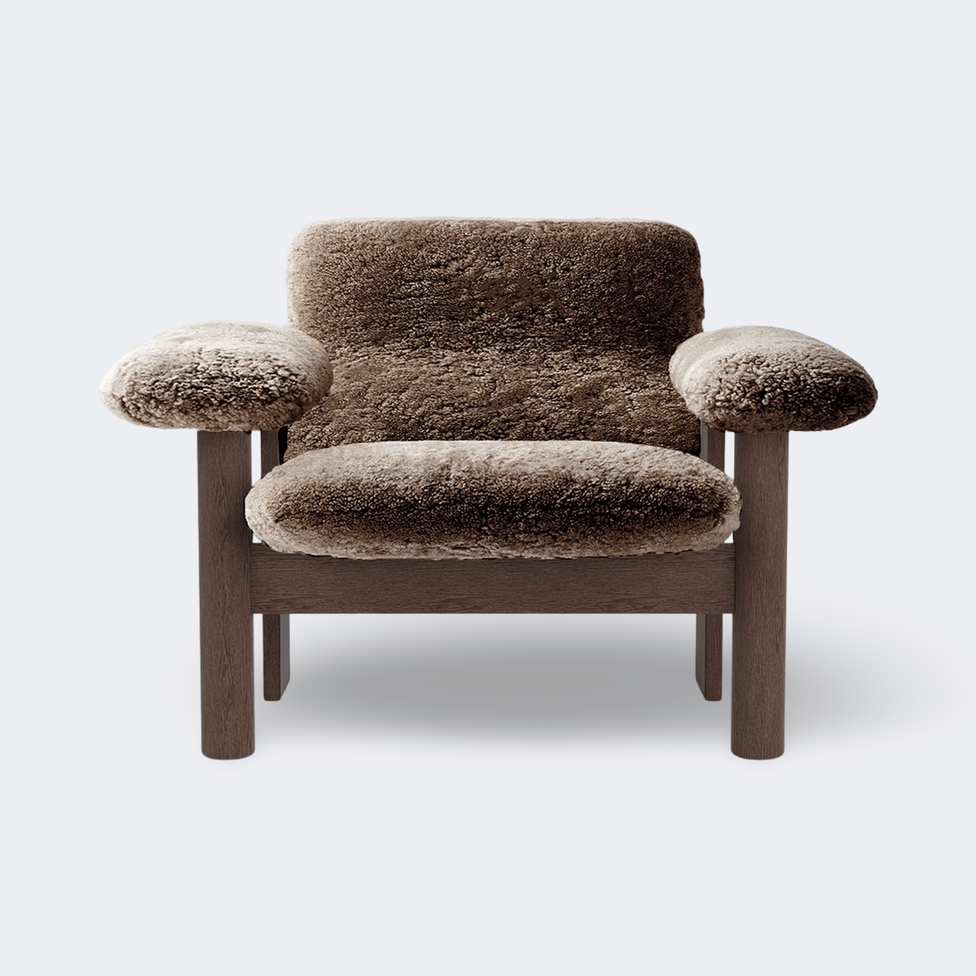 Audo Copenhagen Brasilia Lounge Chair, Low Back, Sheepskin Sheepskin Sahara Dark Stained Oak - KANSO