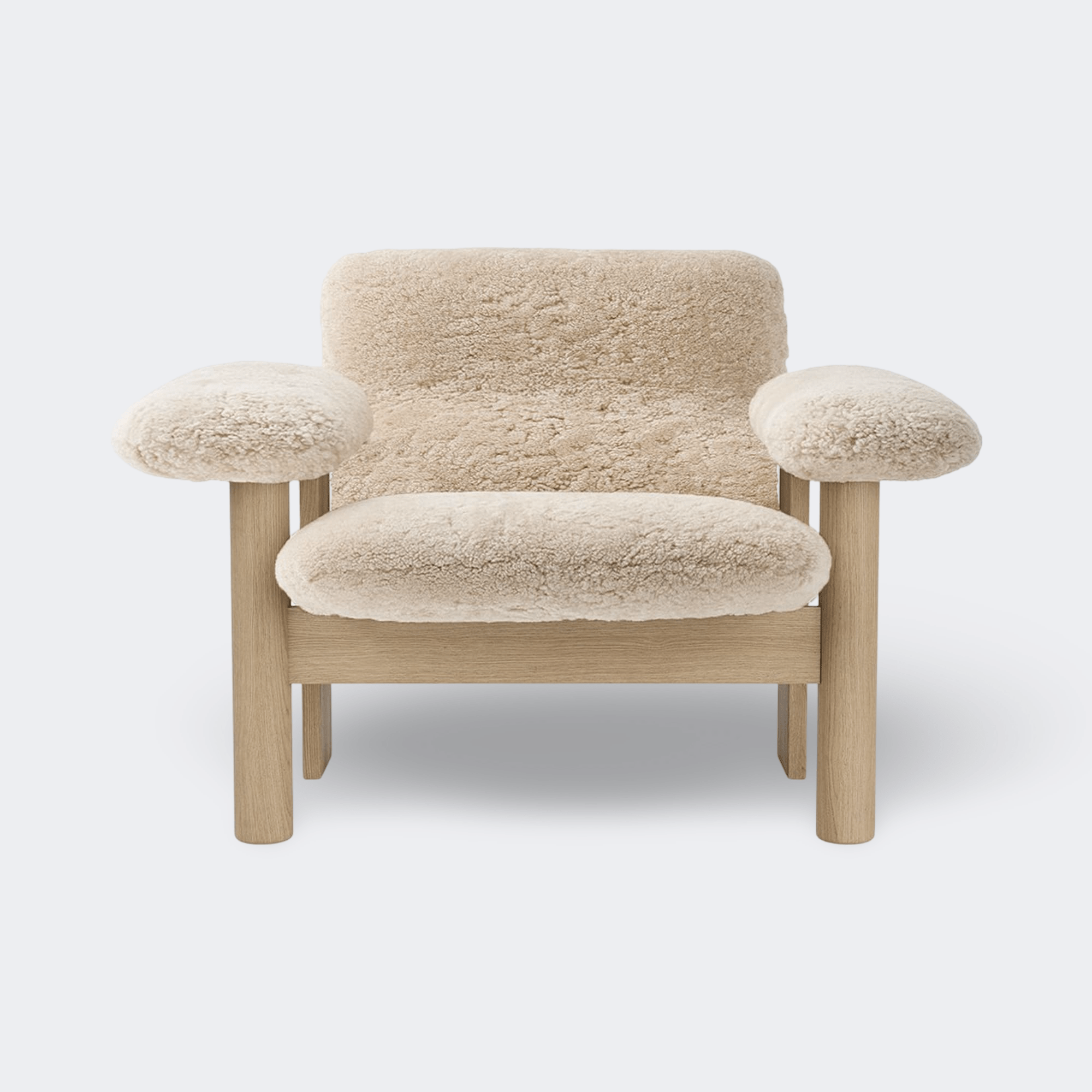 Audo Copenhagen Brasilia Lounge Chair, Low Back, Sheepskin Sheepskin Sahara Walnut - KANSO