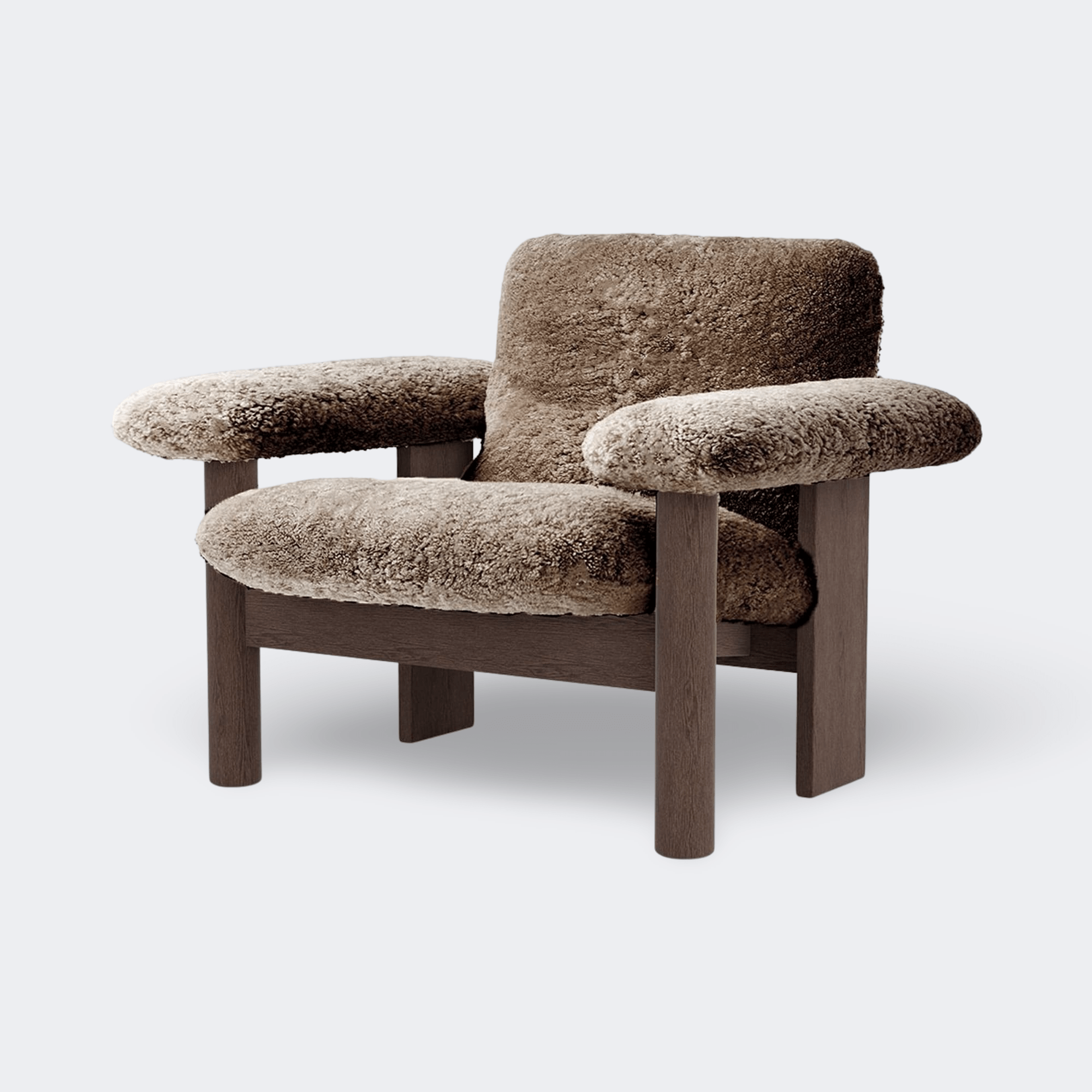 Audo Copenhagen Brasilia Lounge Chair, Low Back, Sheepskin Sheepskin Sahara Dark Stained Oak - KANSO