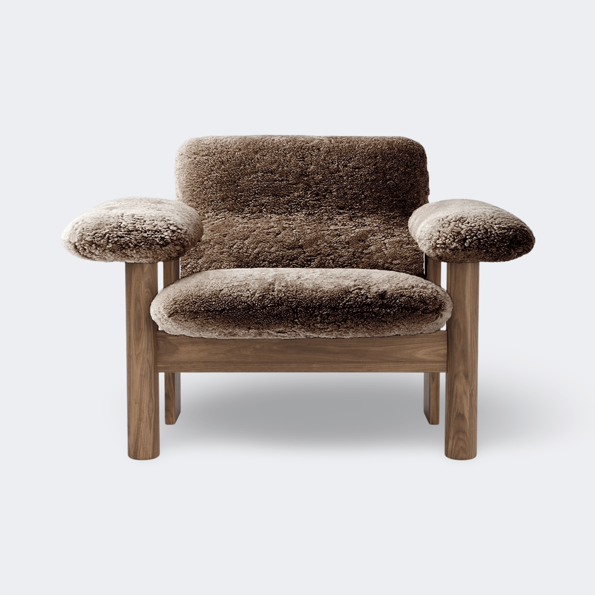 Audo Copenhagen Brasilia Lounge Chair, Low Back, Sheepskin Sheepskin Sahara Walnut - KANSO