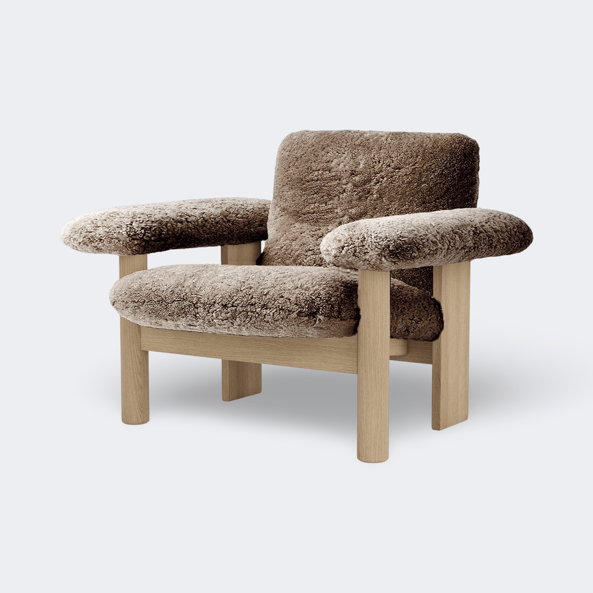 Audo Copenhagen Brasilia Lounge Chair, Low Back, Sheepskin Sheepskin Sahara Oak Base - KANSO