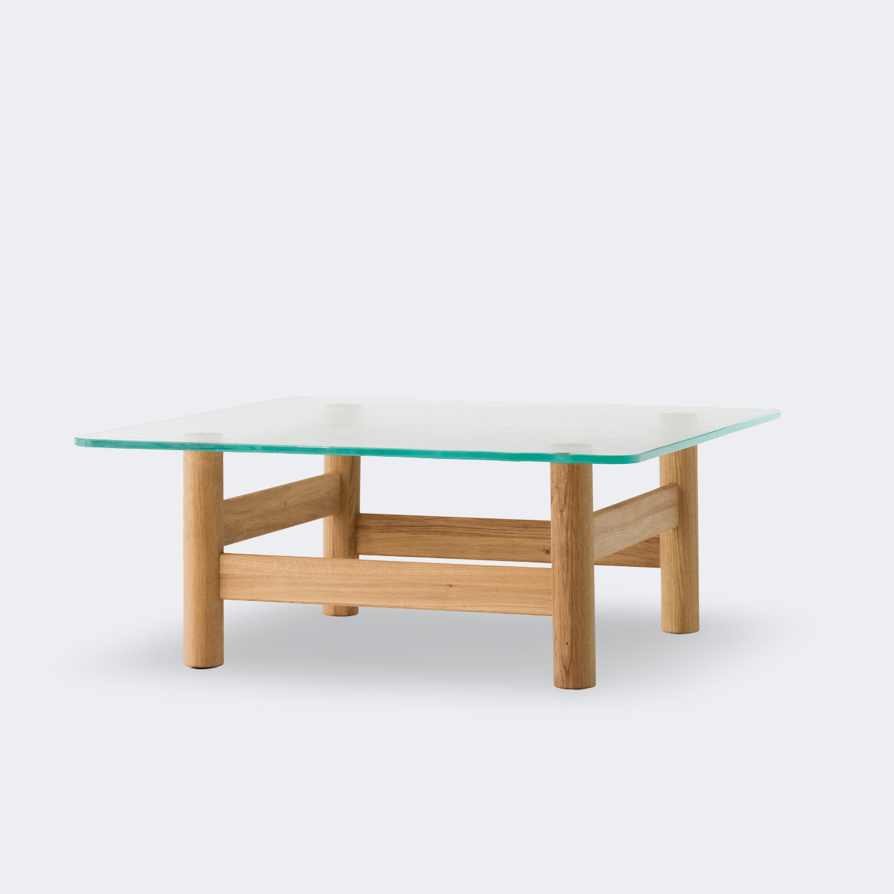 Audo Copenhagen Brasilia Lounge Table Natural Oak Clear Glass - KANSO