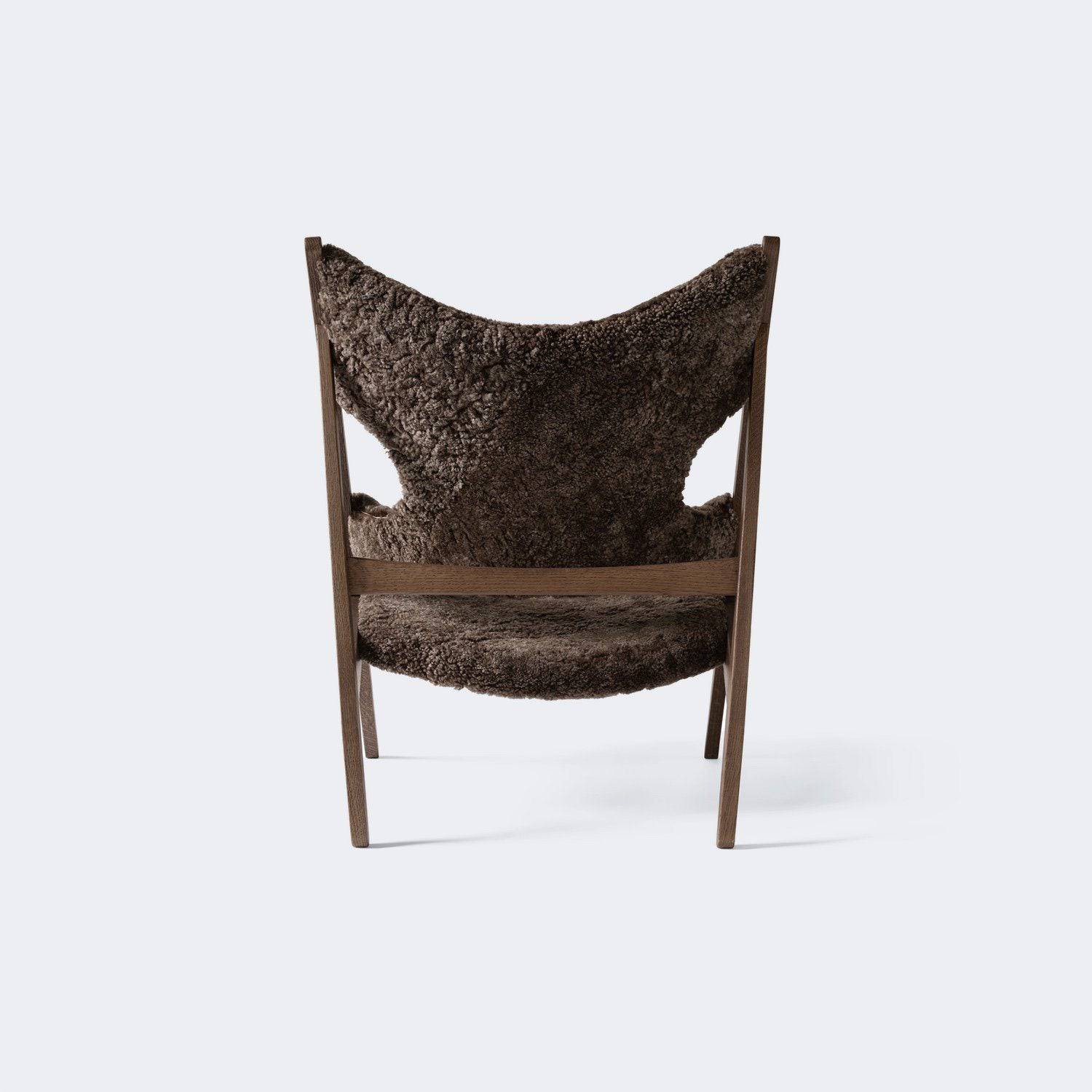 Audo Copenhagen Knitting Chair, Sheepskin Upholstery Made To Order Dark Stained Oak/Root, (Dark Brown) - KANSO#Frame/Fabric Color_Dark Stained Oak/Root, (Dark Brown)