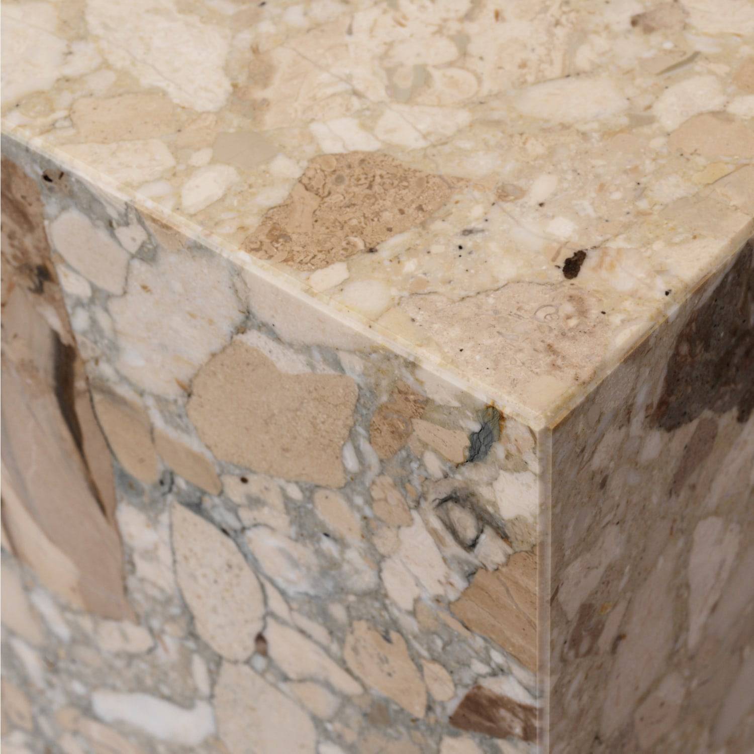 Audo Copenhagen Marble Plinth, Low Kunis Breccia Marble - KANSO#Color_Kunis Breccia Marble