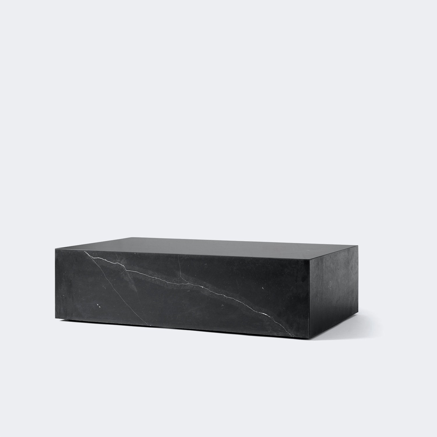 Audo Copenhagen Marble Plinth, Low Nero Marquina Marble - KANSO#Color_Nero Marquina Marble