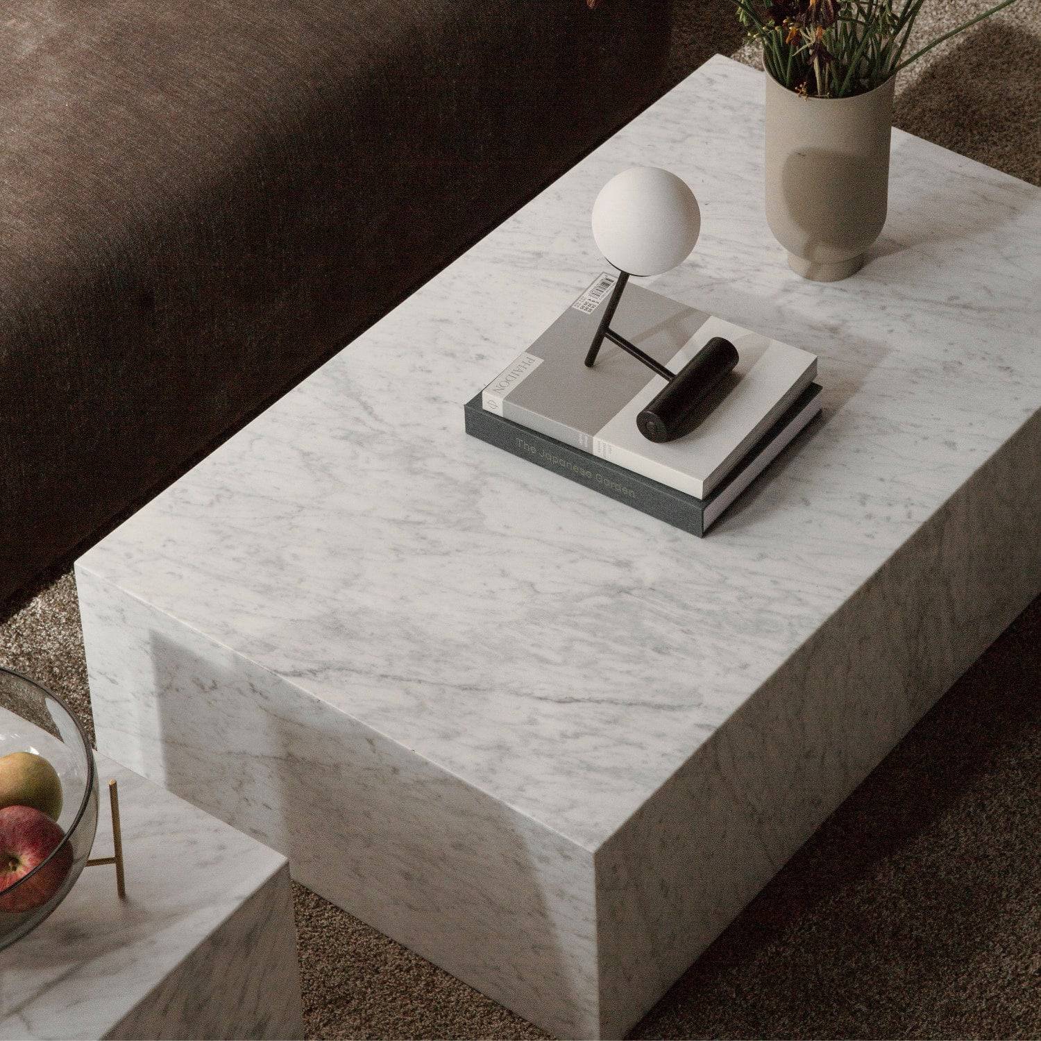 Audo Copenhagen Marble Plinth, Low Carrara Marble - KANSO#Color_Carrara Marble