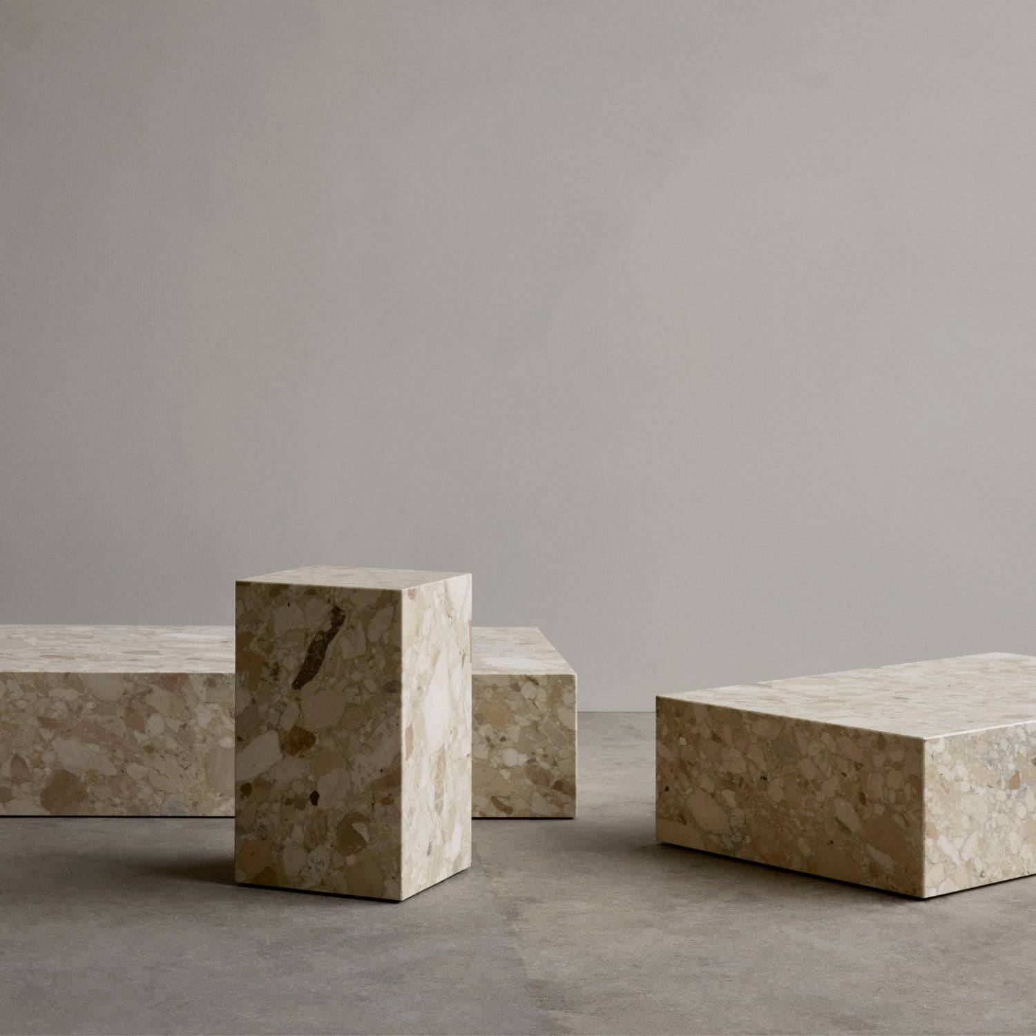 Audo Copenhagen Marble Plinth, Low Kunis Breccia Marble - KANSO#Color_Kunis Breccia Marble