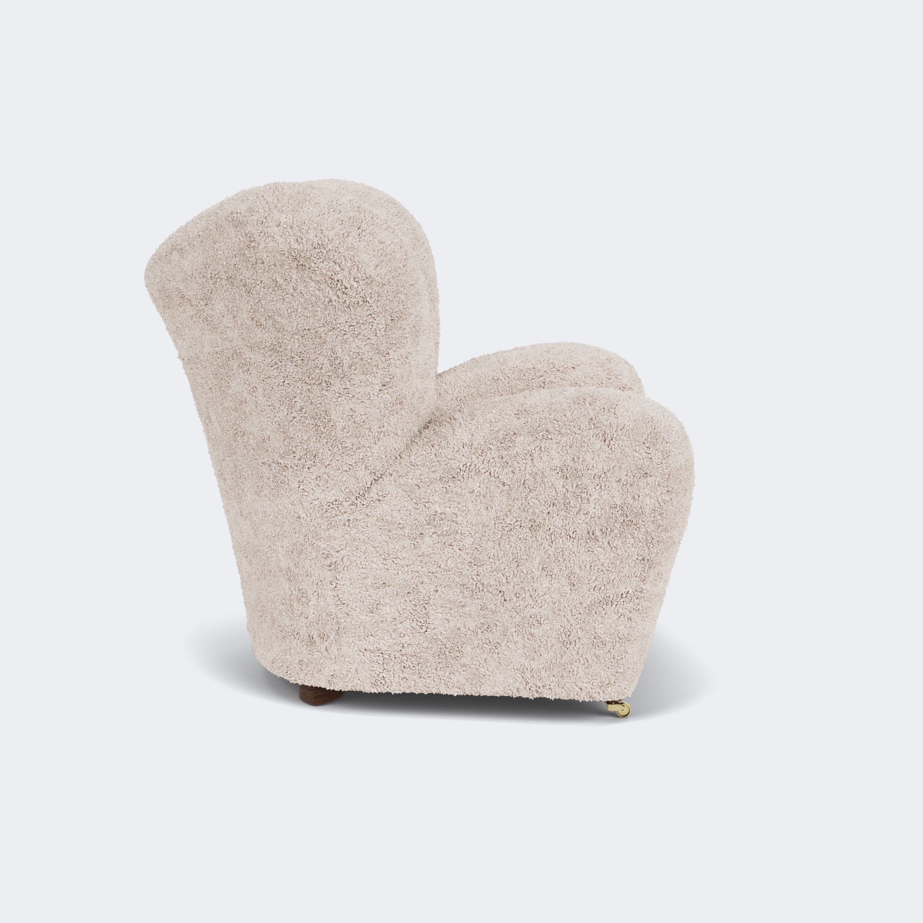 Audo Copenhagen The Tired Man Lounge Chair Smoked Oak Sheepskin Moonlight - KANSO