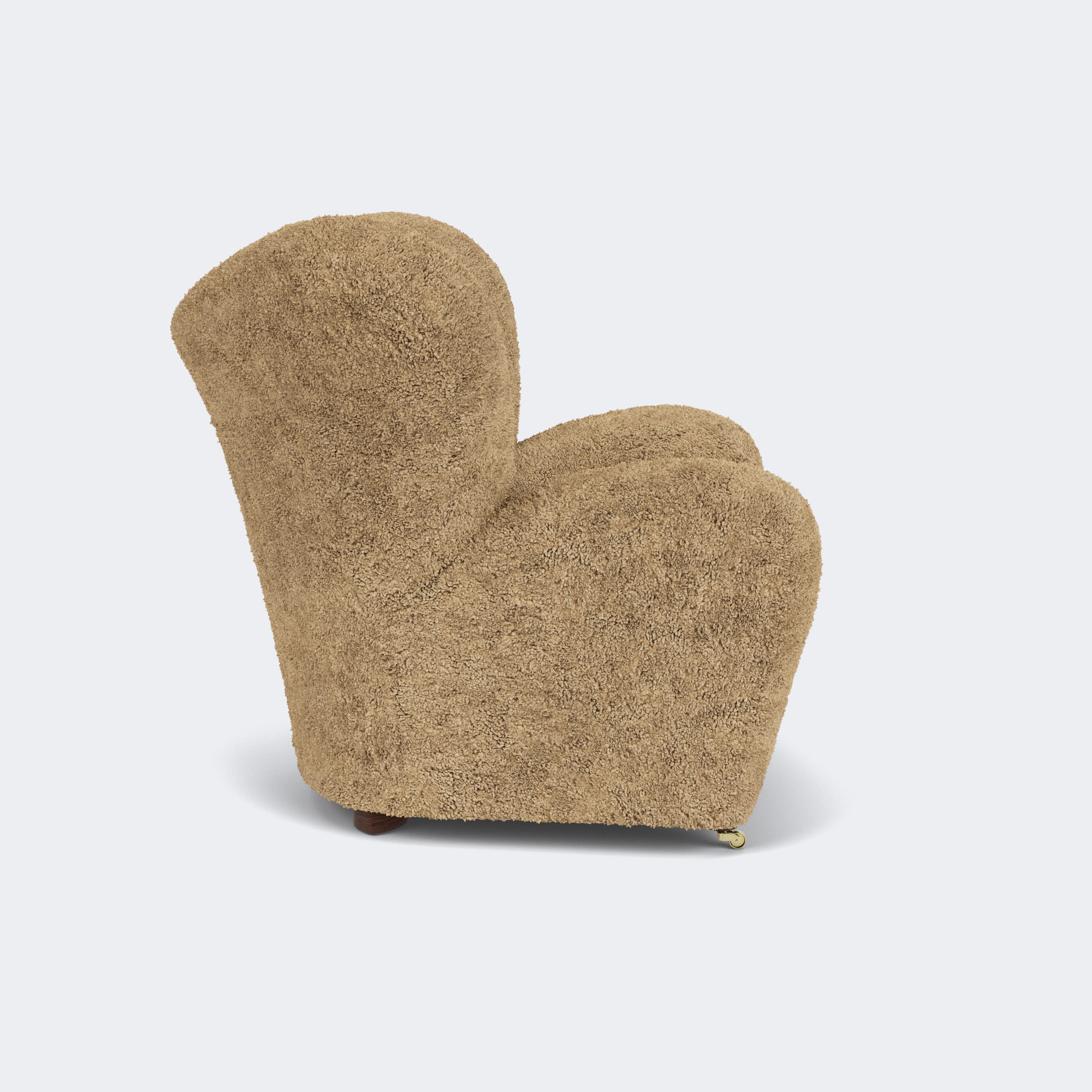 Audo Copenhagen The Tired Man Lounge Chair Smoked Oak Sheepskin Moonlight - KANSO