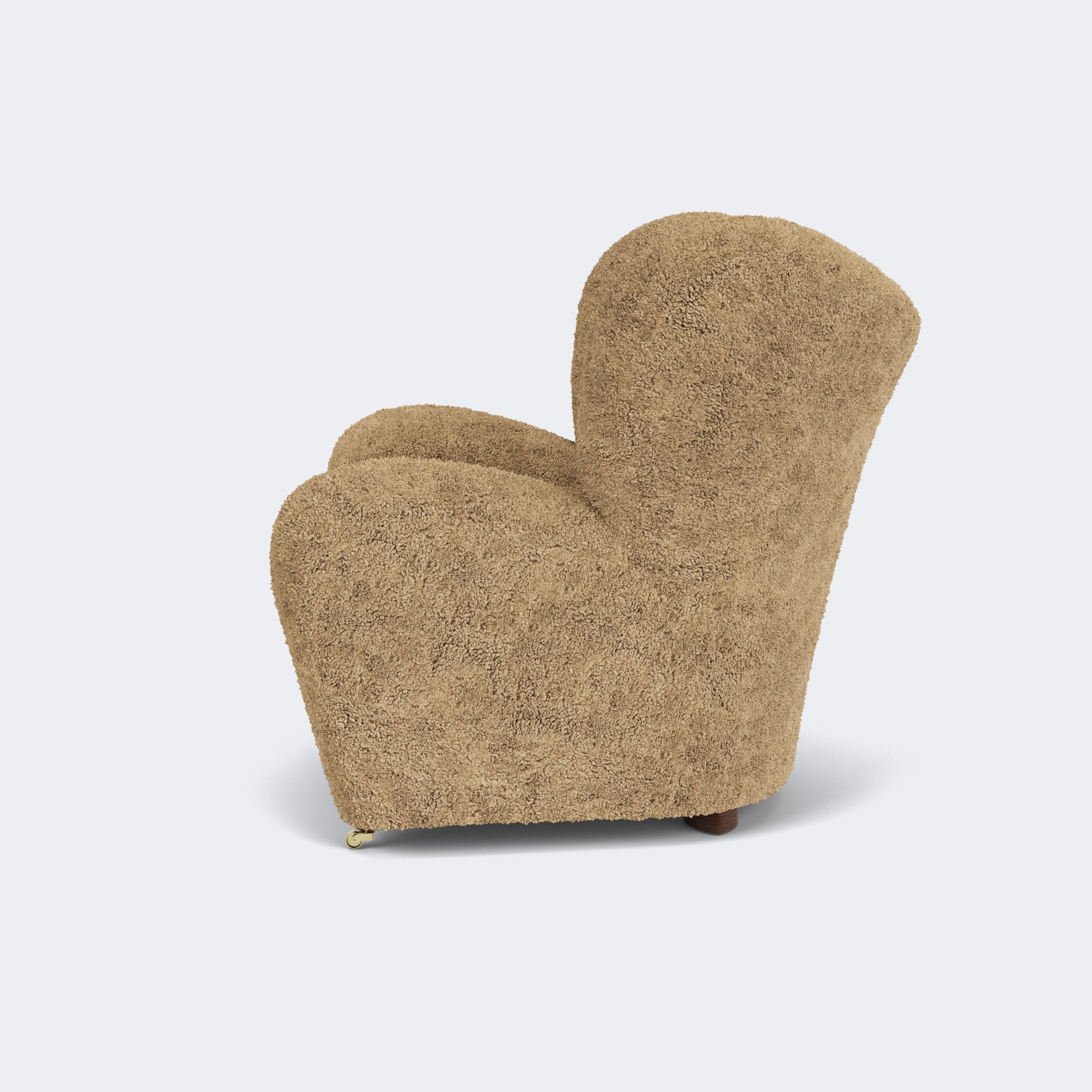 Audo Copenhagen The Tired Man Lounge Chair Smoked Oak Sheepskin Honey - KANSO