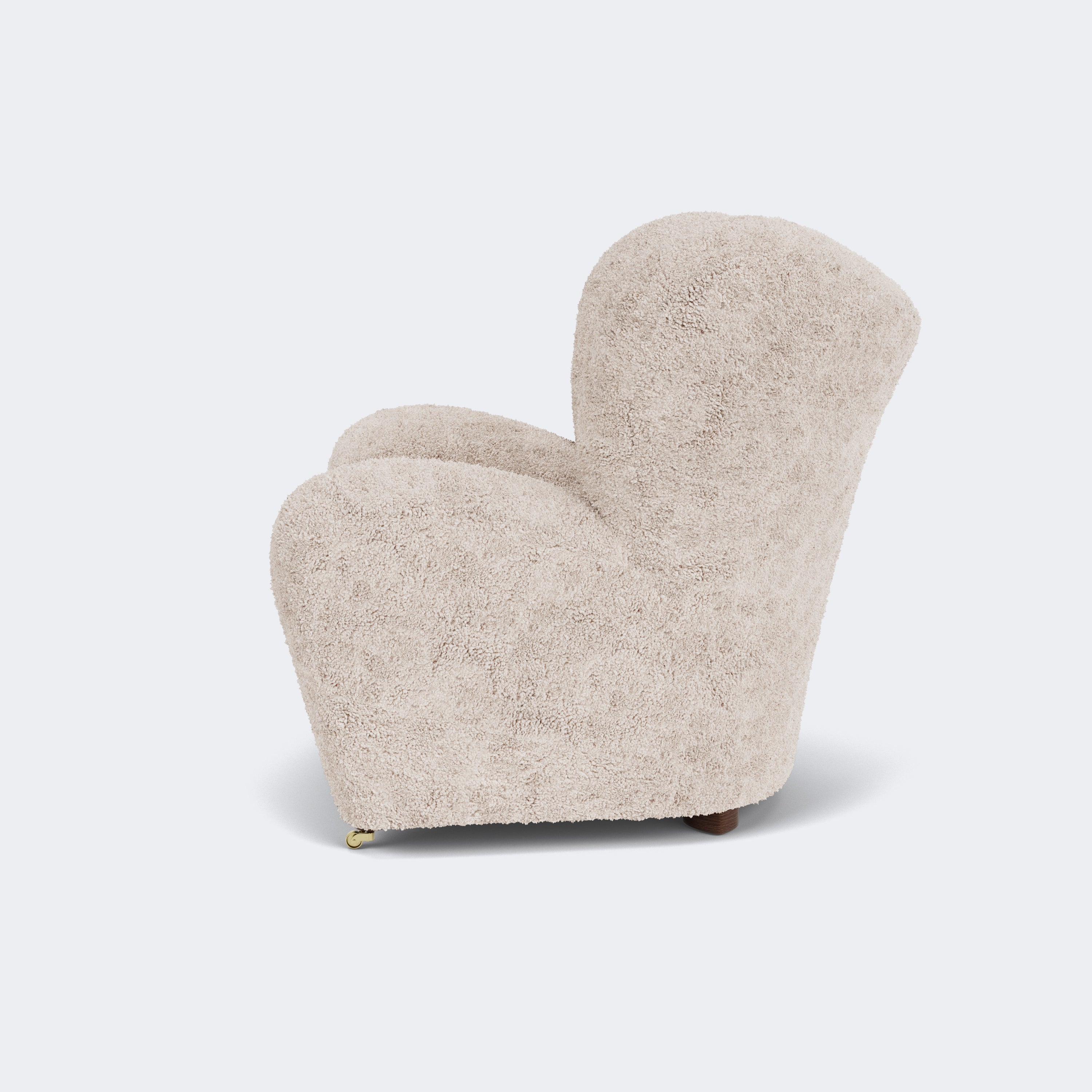 Audo Copenhagen The Tired Man Lounge Chair Smoked Oak Sheepskin Moonlight - KANSO