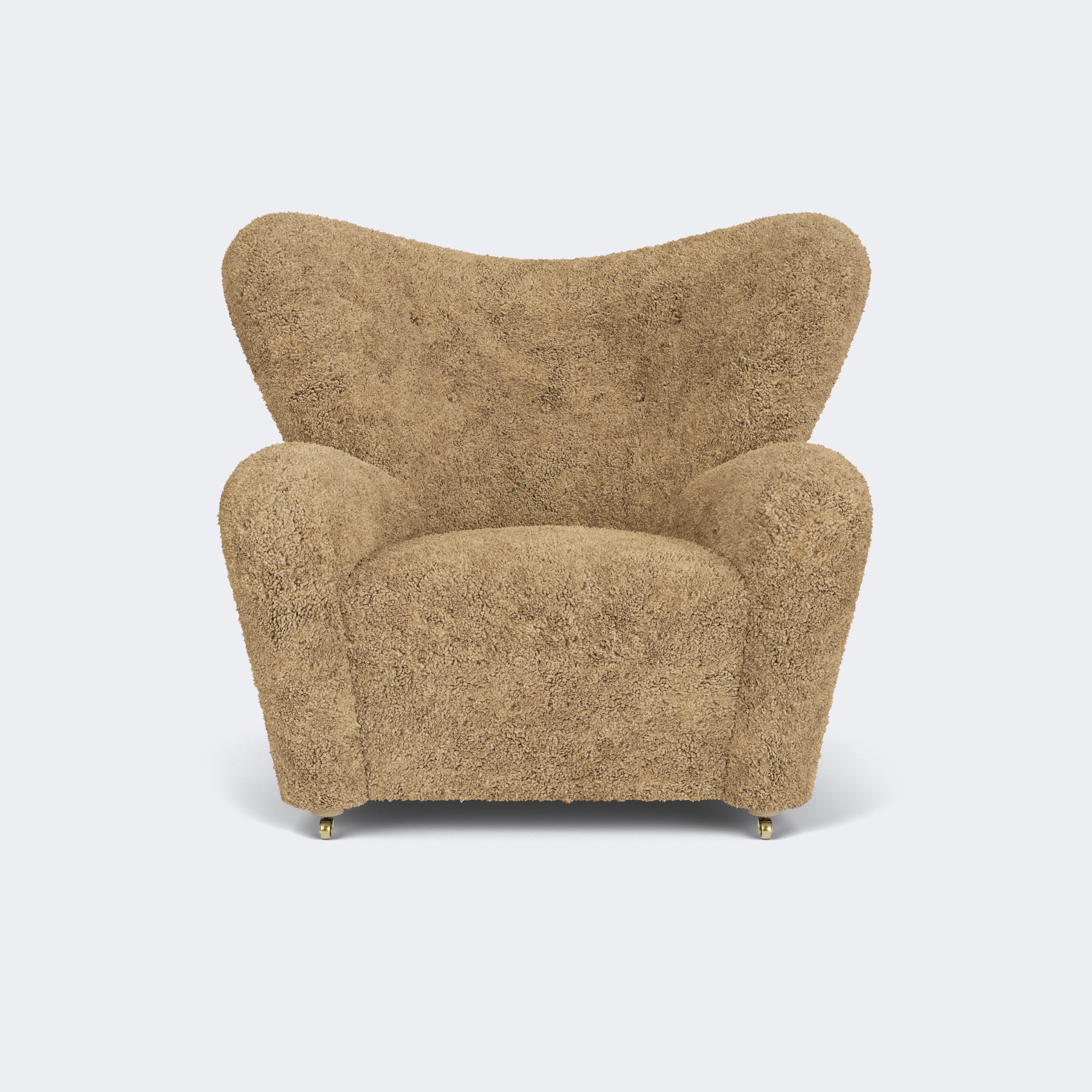 Audo Copenhagen The Tired Man Lounge Chair Natural Oak Sheepskin Honey - KANSO