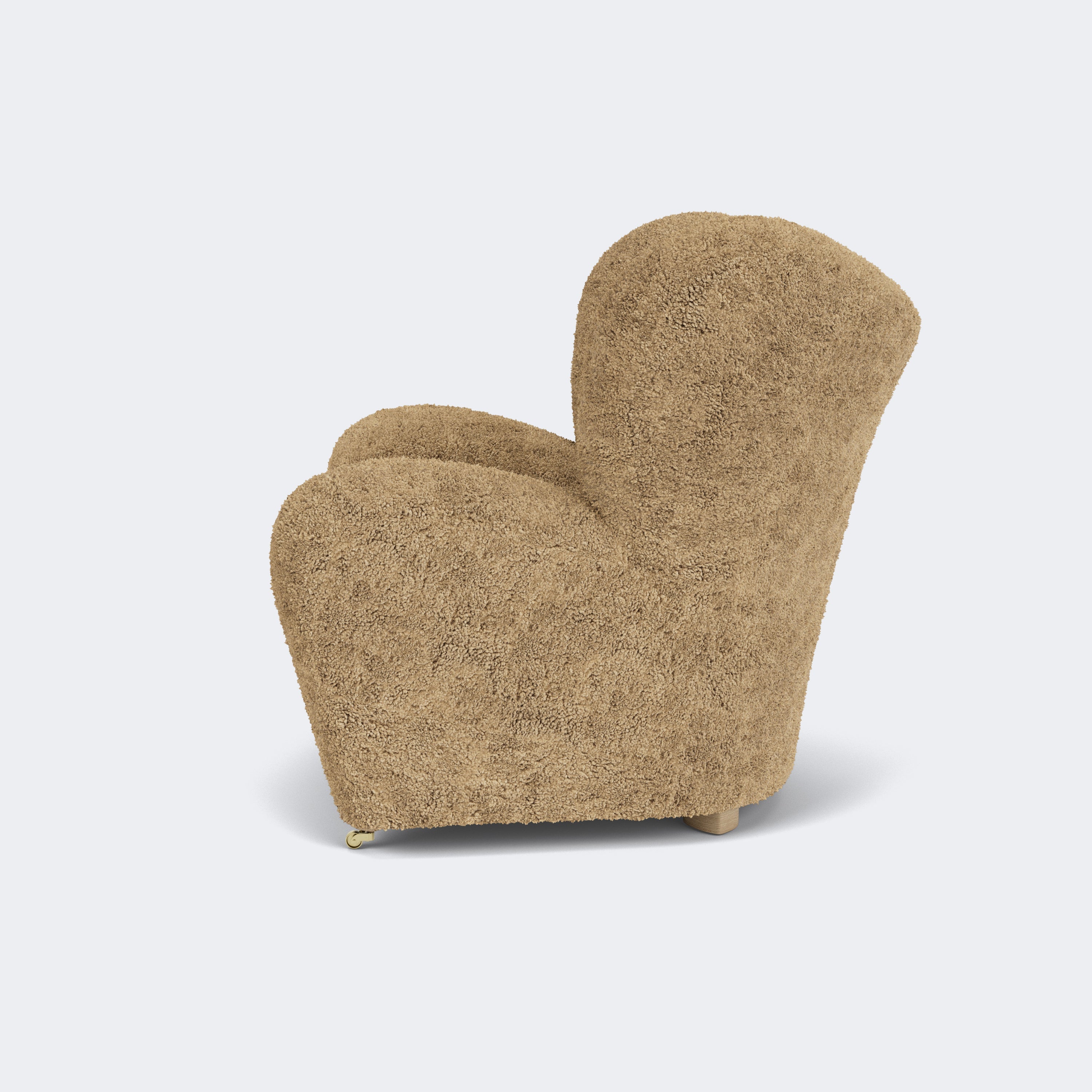 Audo Copenhagen The Tired Man Lounge Chair Natural Oak Sheepskin Honey - KANSO