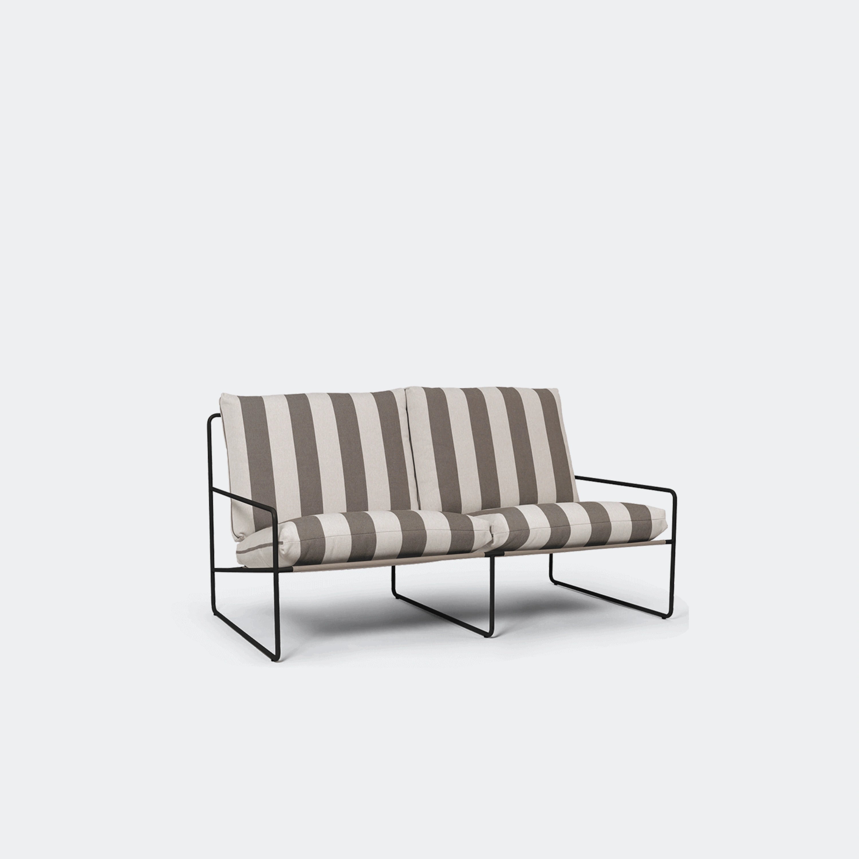 Ferm Living Desert Sofa 2 Seater Stripe - Black Chocolate - KANSO