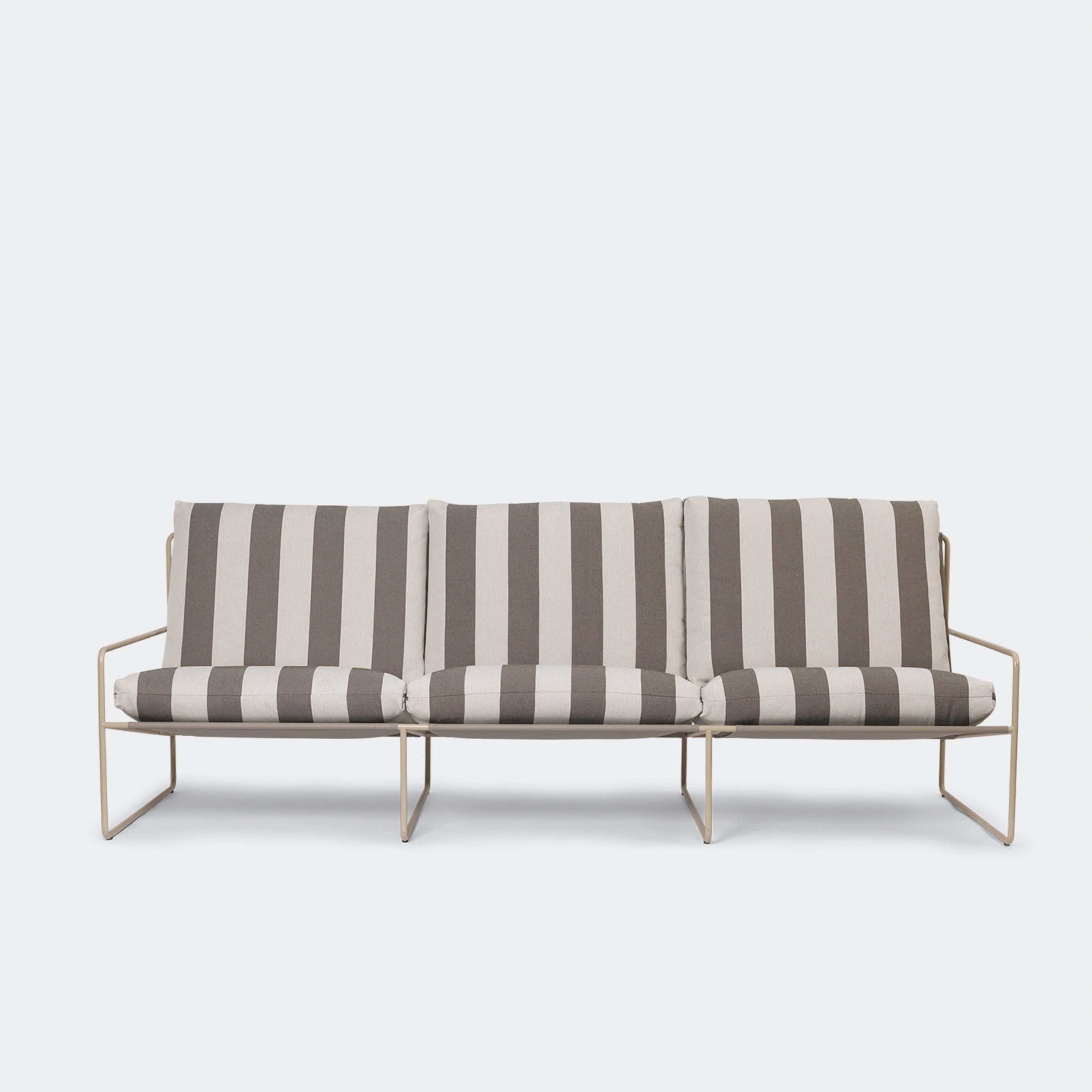 Ferm Living Desert Sofa 3 Seater Stripe - Cashmere Chocolate - KANSO