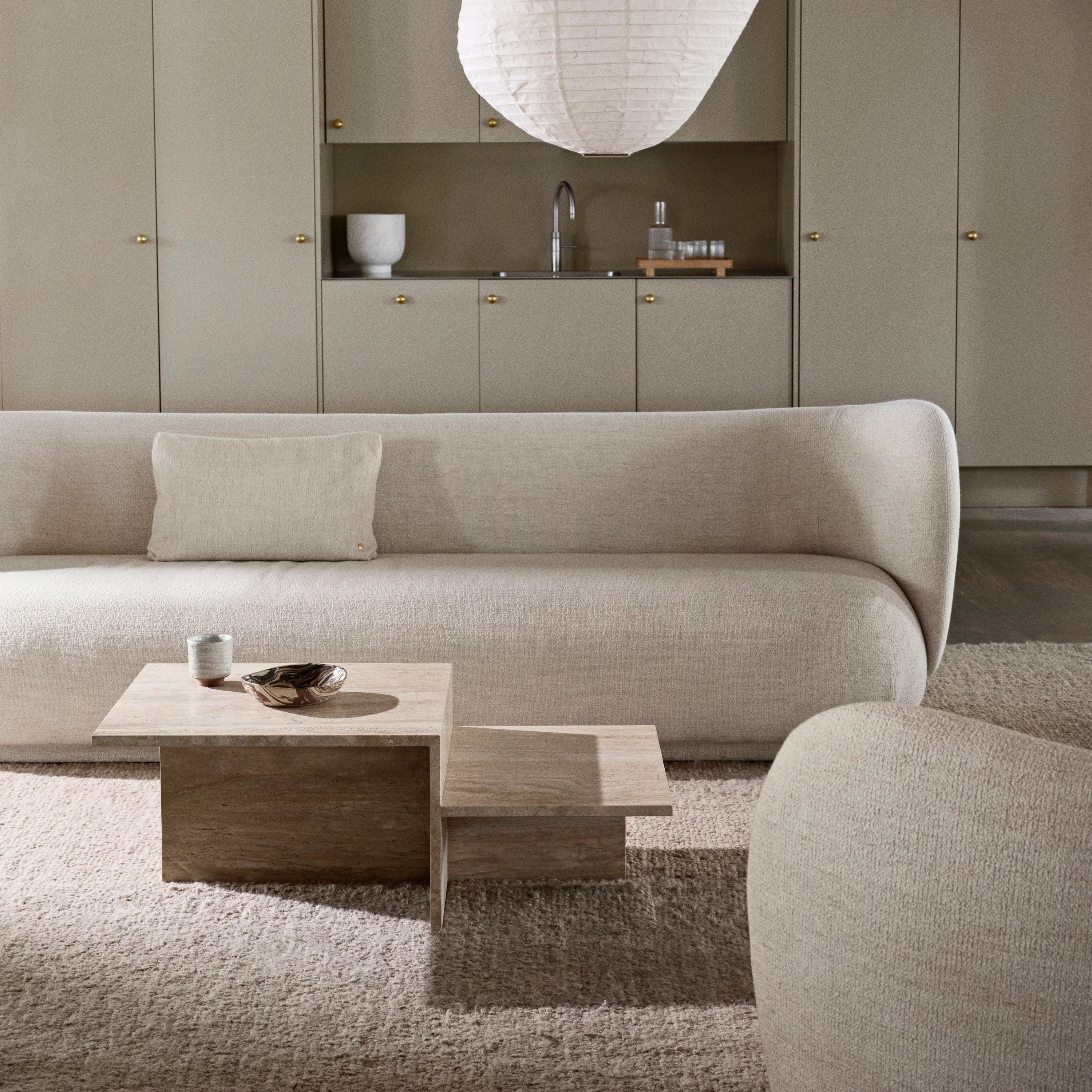 Ferm Living Distinct Coffee Table Travertine - KANSO#Color_Travertine#Color_Travertine