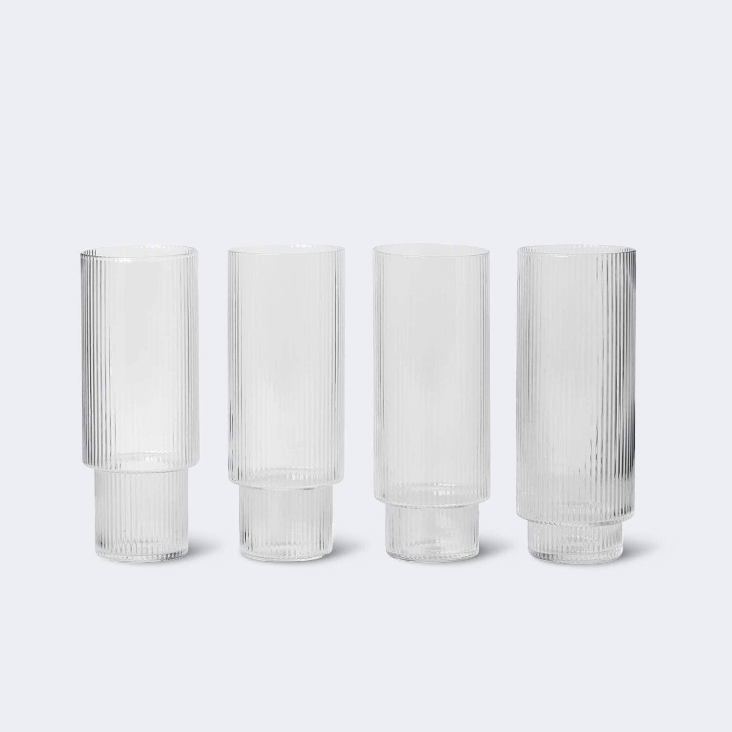 Ferm Living Ripple Long Glasses, Set of 4 - KANSO