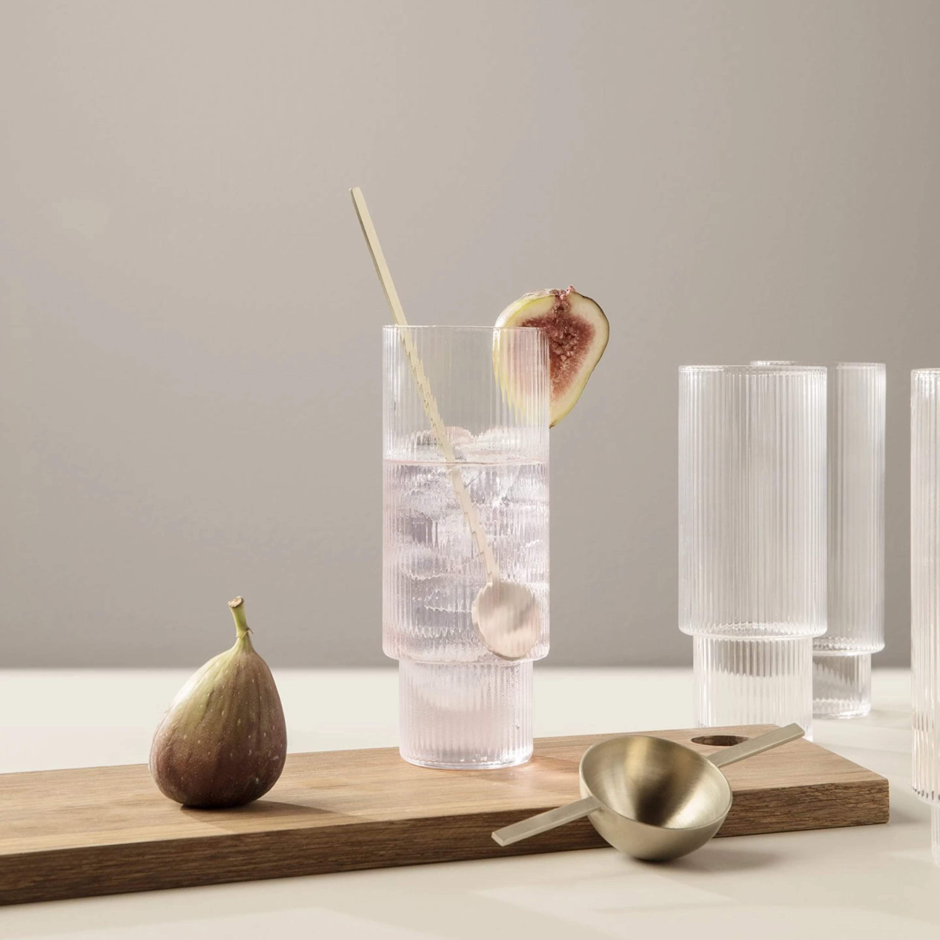 Ferm Living Ripple Long Glasses, Set of 4 - KANSO