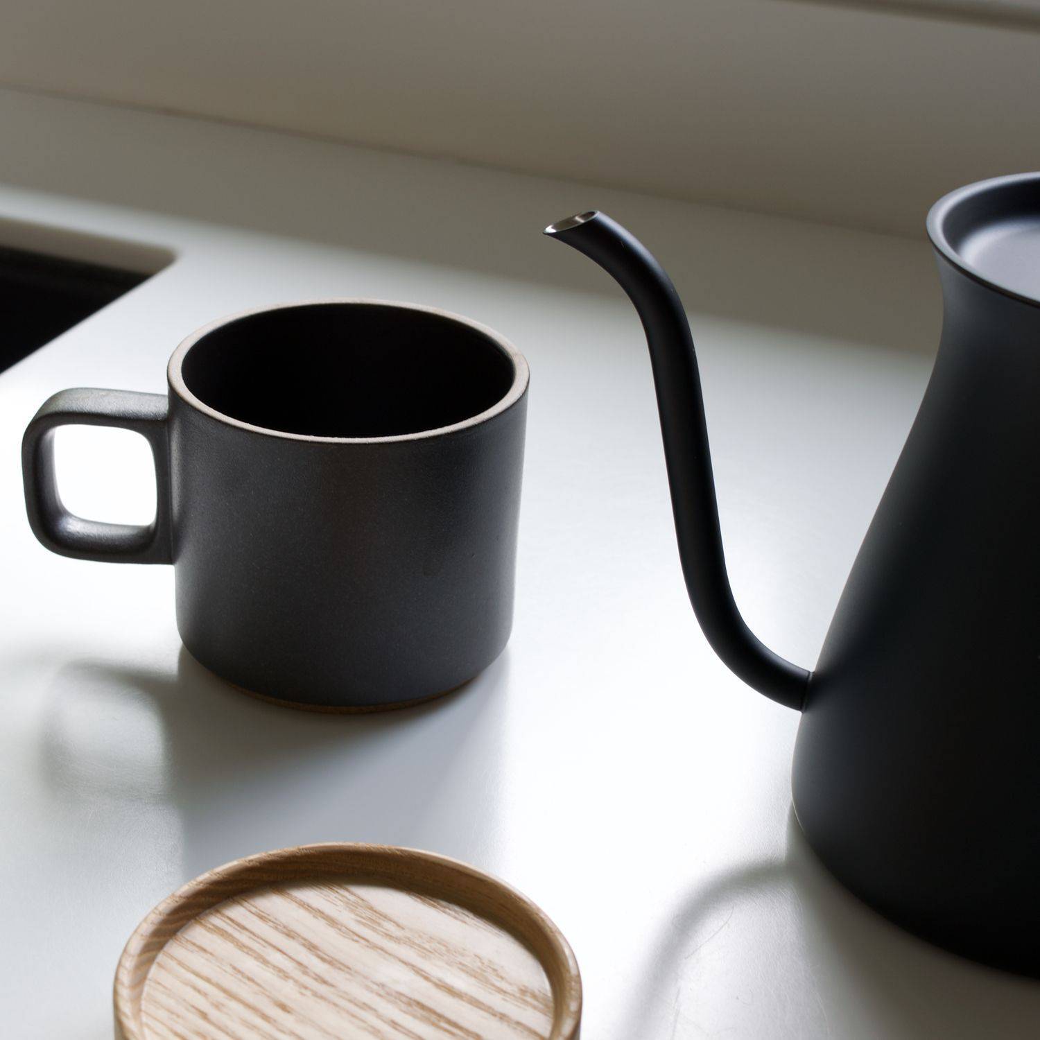 Buy Serami 15oz Black Funnel Ceramic Tall Coffee Mugs with Large Handles,  Set of 4 Online at desertcartINDIA